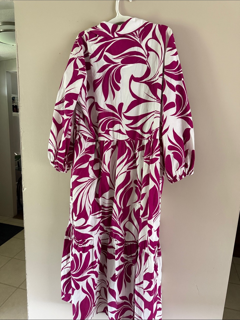 Anthropologie Mauve-Pink & White Printed Shirt Dress - Picture 3 of 3